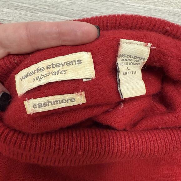 Valerie Stevens Sweater Women's Size Large Red Cashmere Knit Casual Ladies - Picture 2 of 2